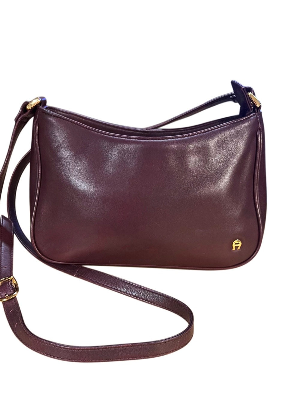 Etienne Aigner Burgundy/ Brown Leather Crossbody Bag